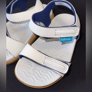 Native white and Navy lines sandals